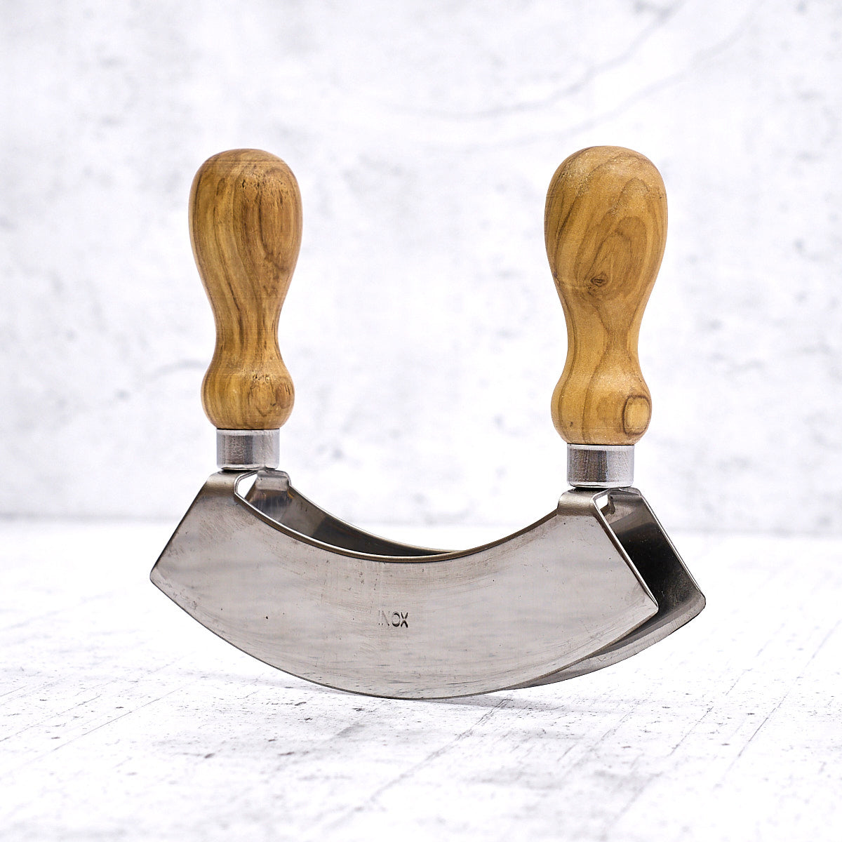 Set trita verdure in legno di olivo e acciaio