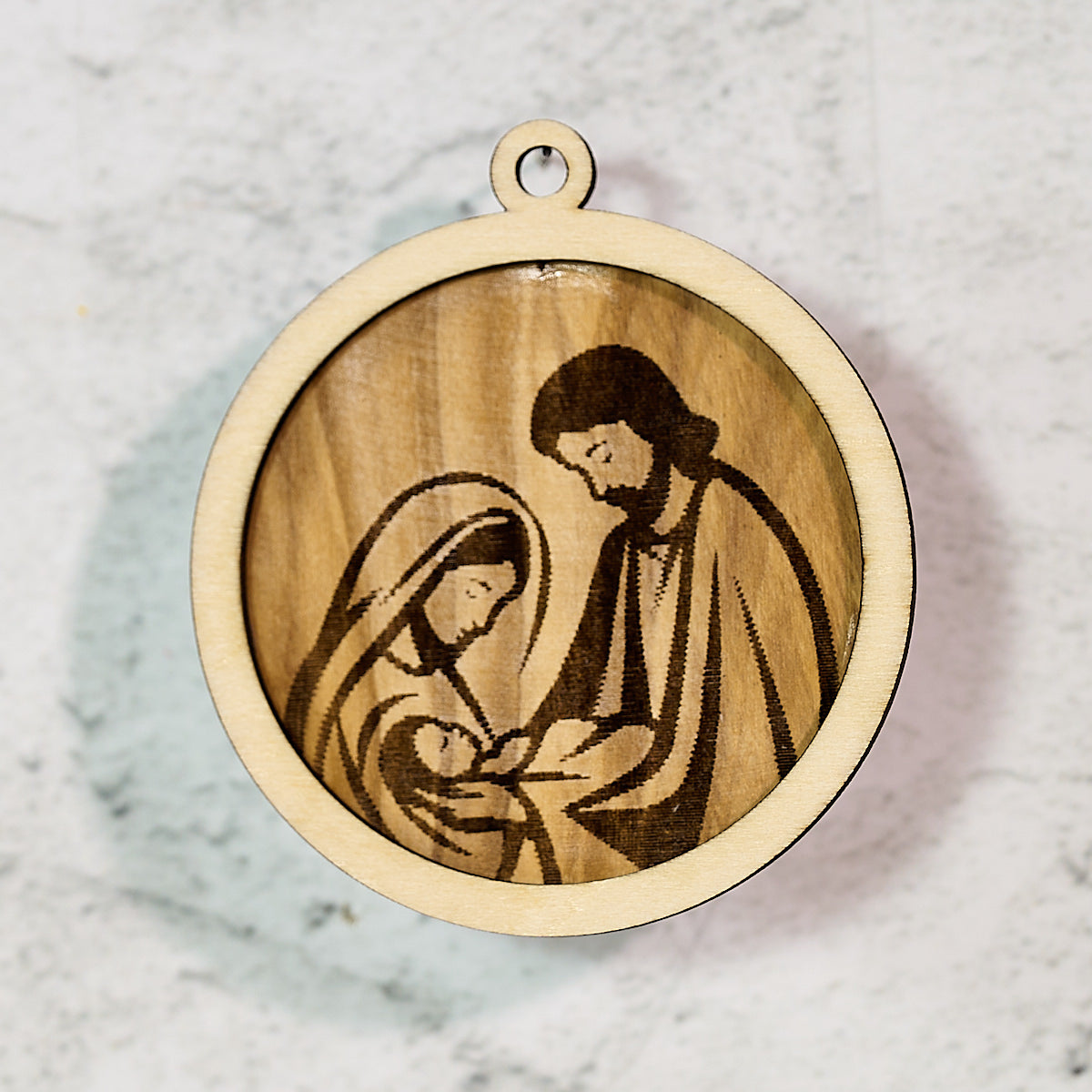 Decorazione Natalizia della Natività in Legno di Ulivo
