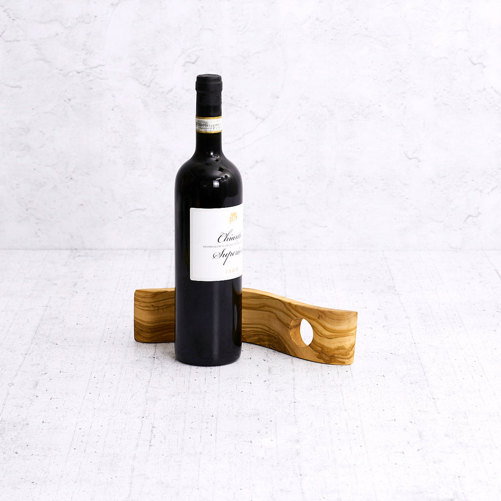 Porta bottiglia "esse" in legno di olivo