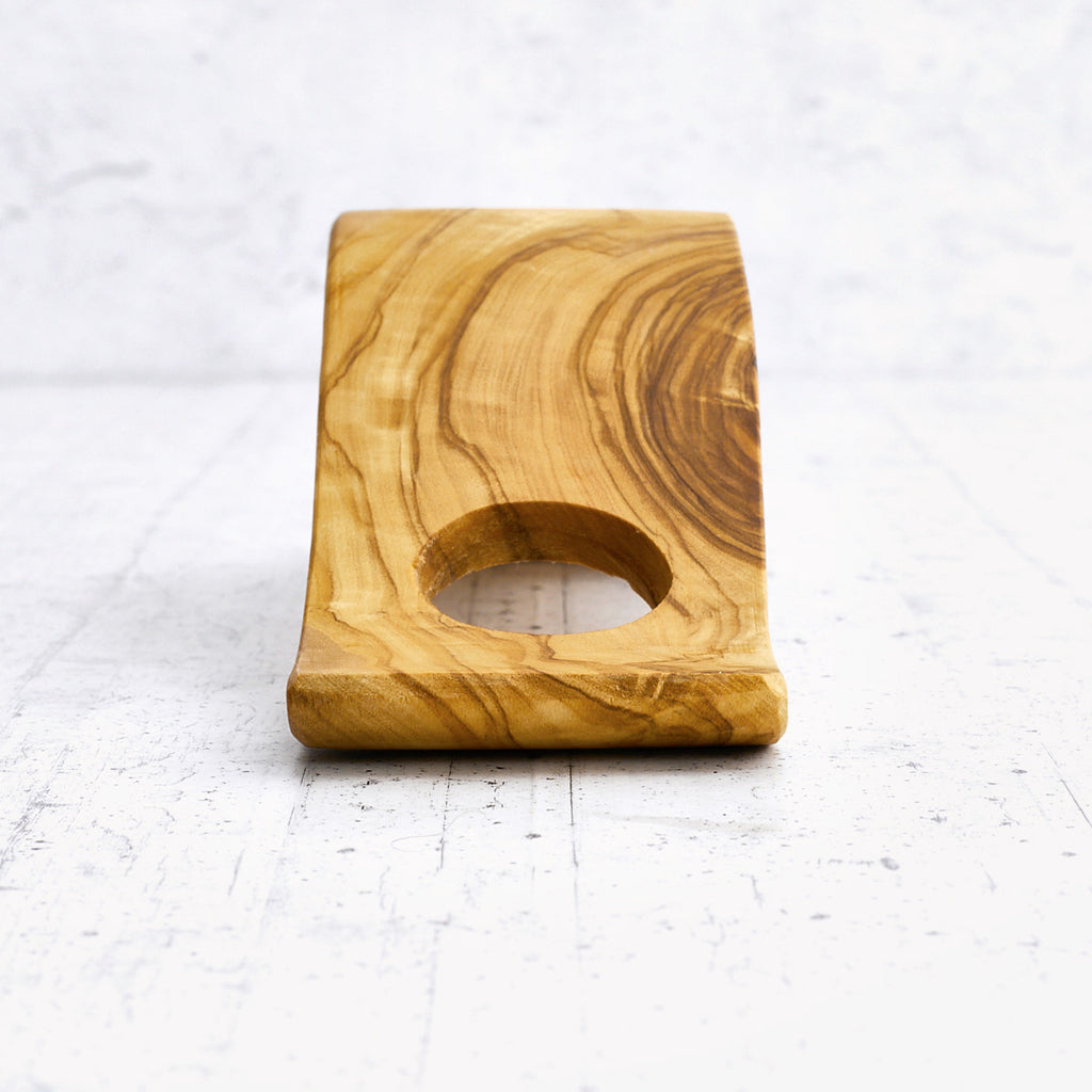 Porta bottiglia "esse" in legno di olivo