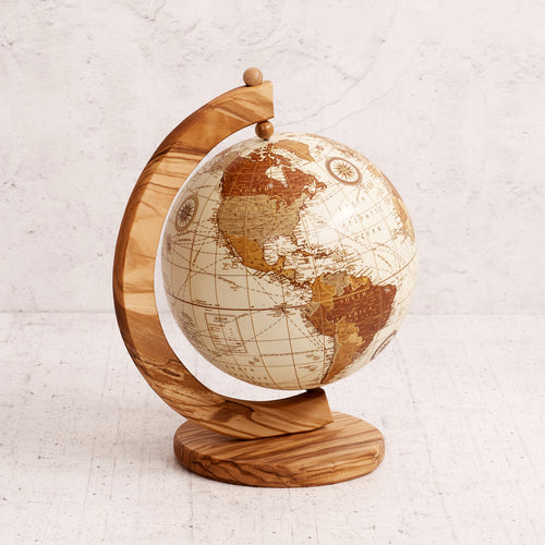 Mappamondo in legno di olivo