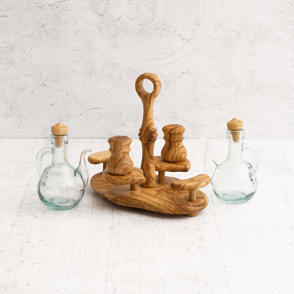 Oliera "4 sapori" in legno di olivo