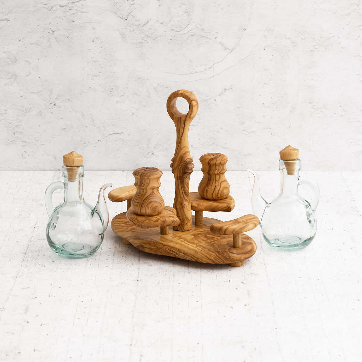 Oliera "4 sapori" in legno di olivo