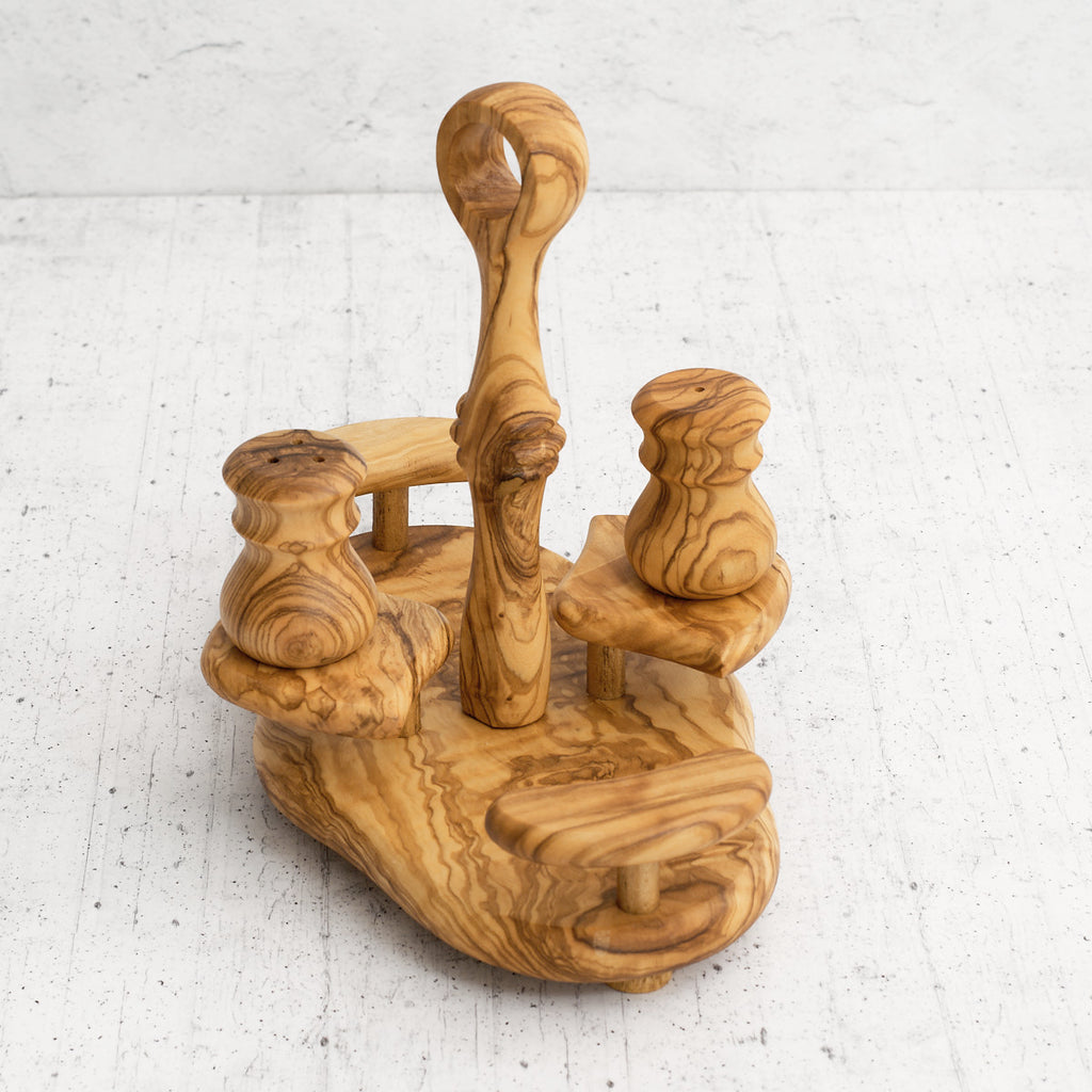 Oliera "4 sapori" in legno di olivo