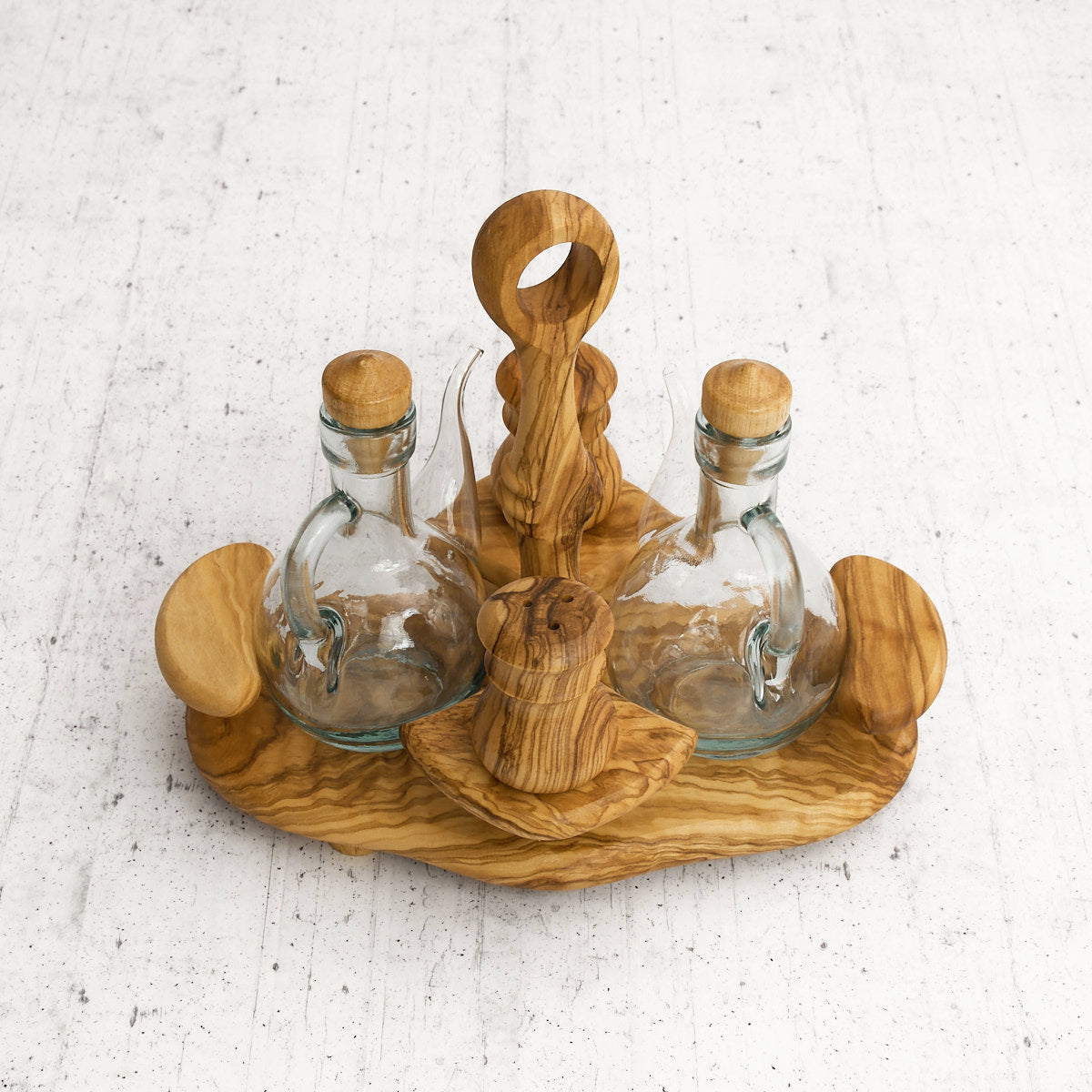 Oliera "4 sapori" in legno di olivo