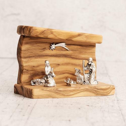 Grotta - presepe in legno di ulivo