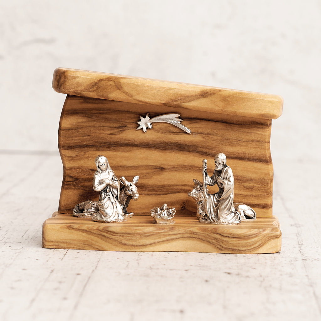 Grotta - presepe in legno di ulivo