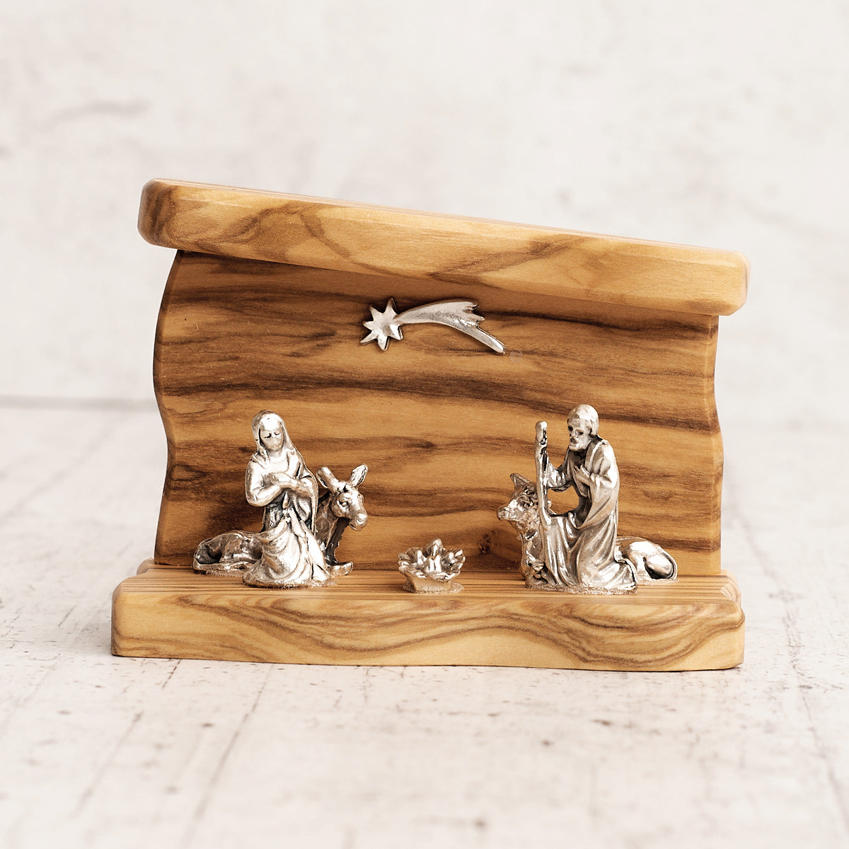 Grotta - presepe in legno di ulivo