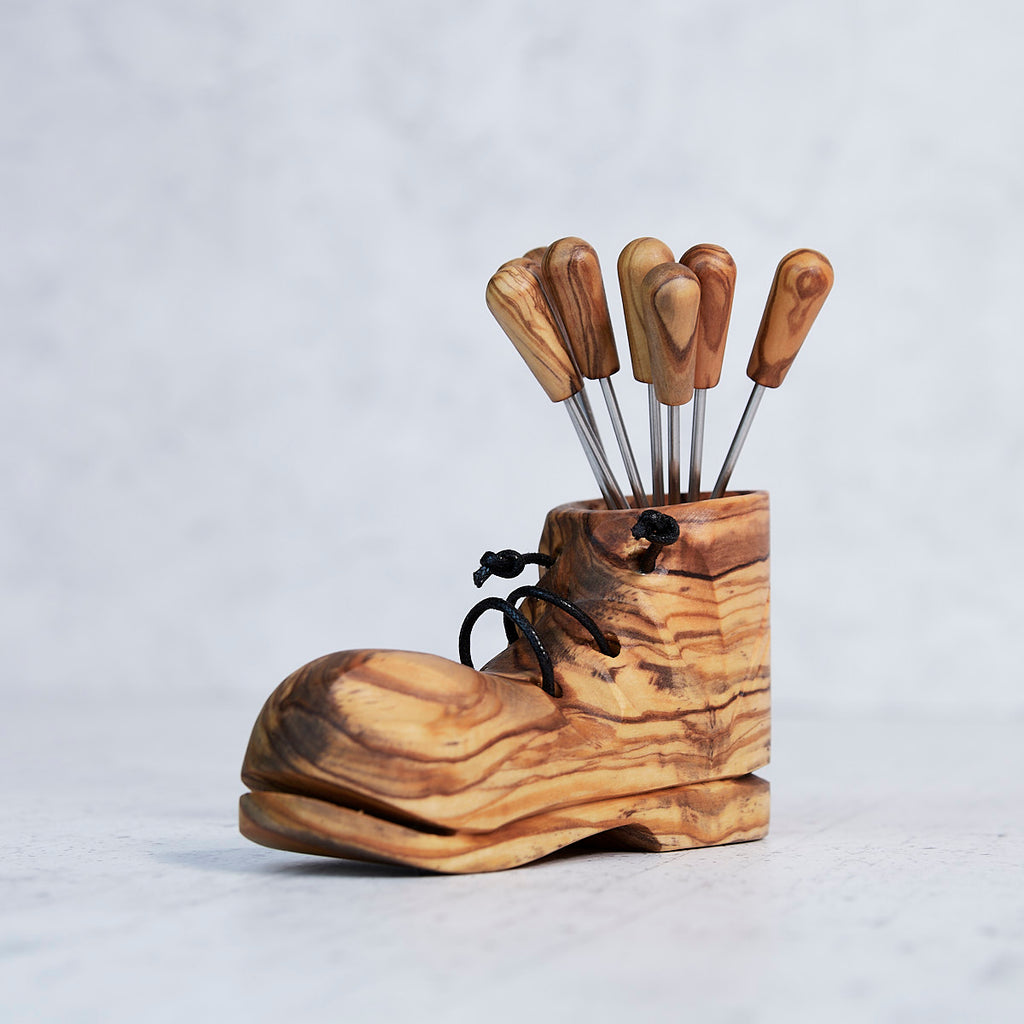 Scarpone Porta Forchettine in Legno d’Ulivo Artigianale