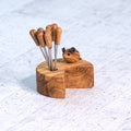 Topo Porta Forchettine in Legno d’Ulivo con 8 Forchettine