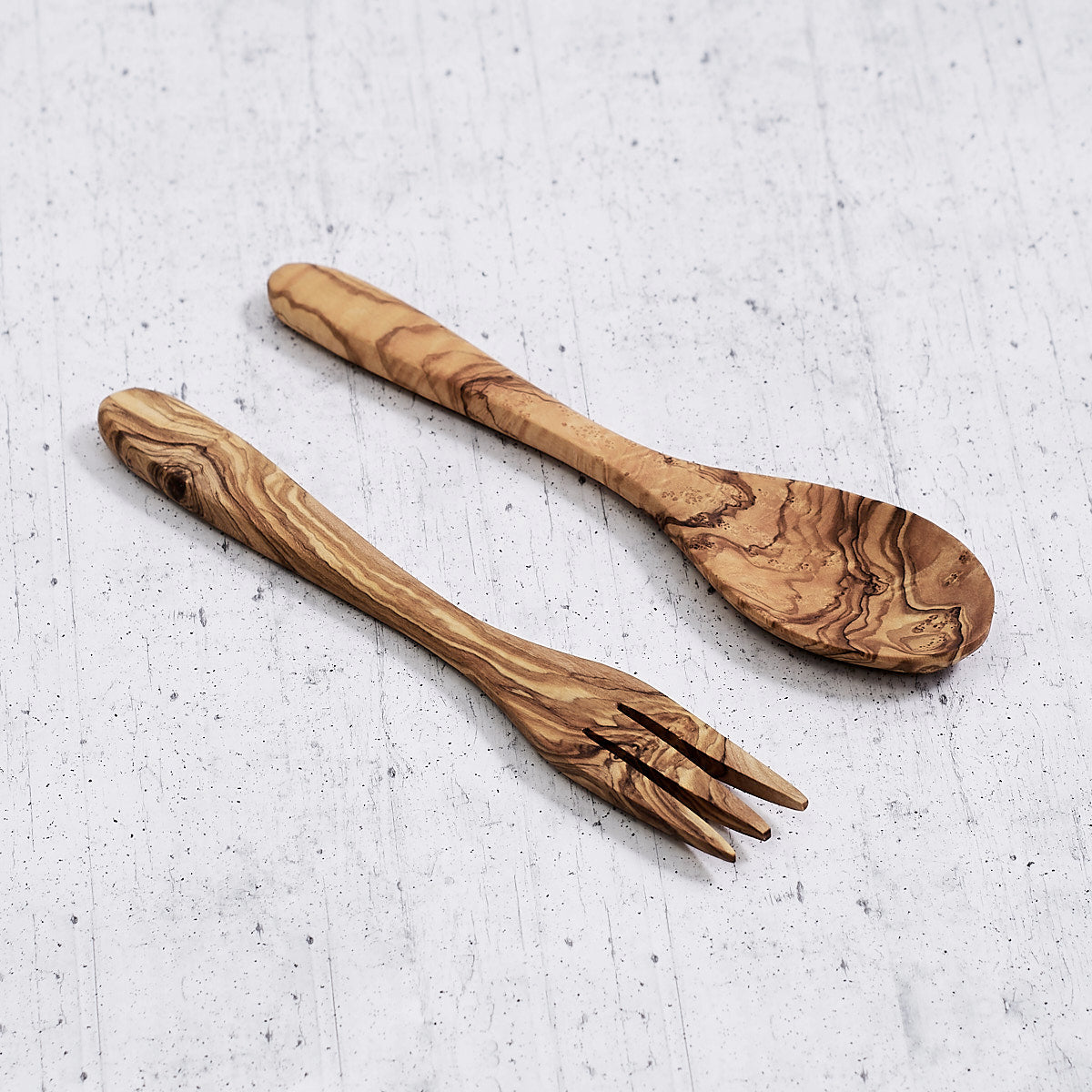 Coppia posate classiche in legno di olivo