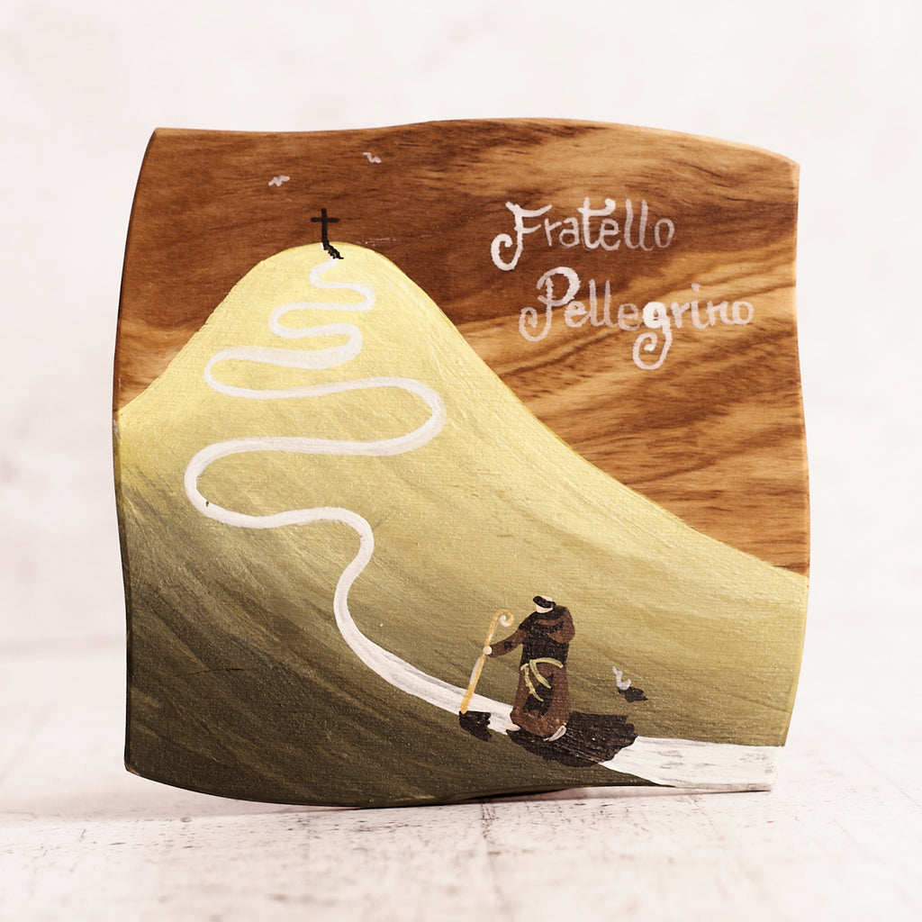 Fratello Pellegrino – quadretto dipinto a mano in legno d’ulivo