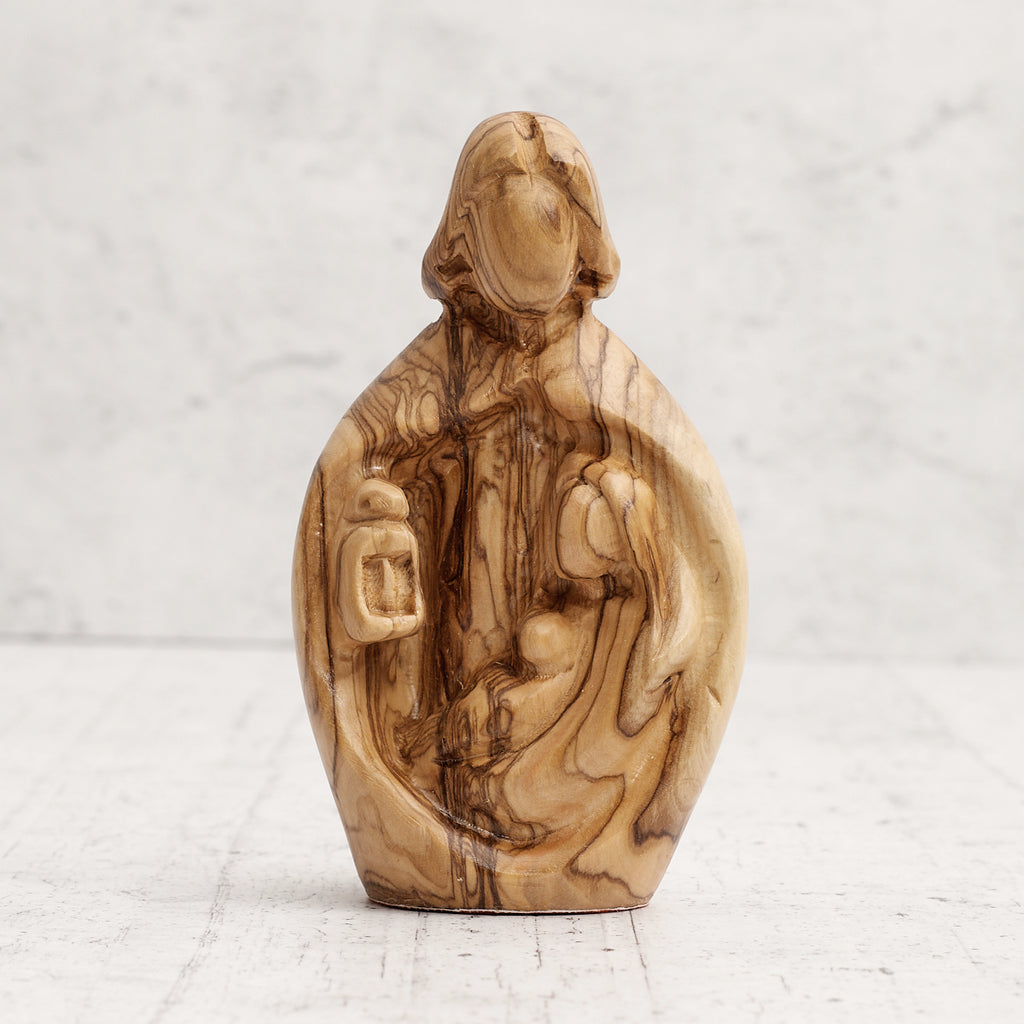 Sacra famiglia in legno di ulivo - lavorazione di intaglio manuale