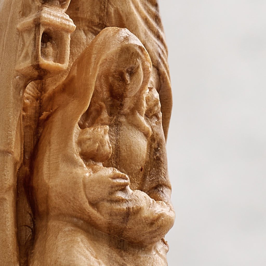 Sacra famiglia in legno d'ulivo - artigianato religioso e dono devoto