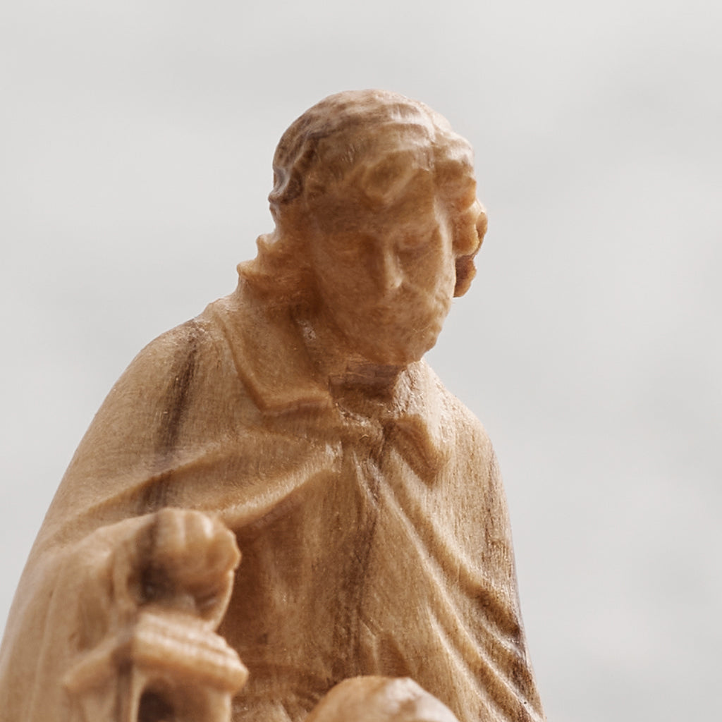 Sacra famiglia in legno d'ulivo - artigianato religioso e dono devoto