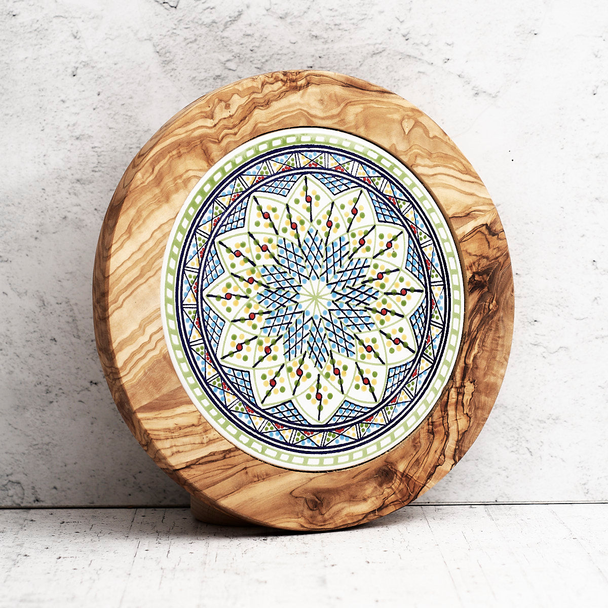 Sotto pentola in ceramica e legno di ulivo