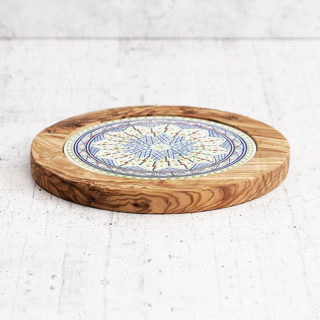 Sotto pentola in ceramica e legno di ulivo