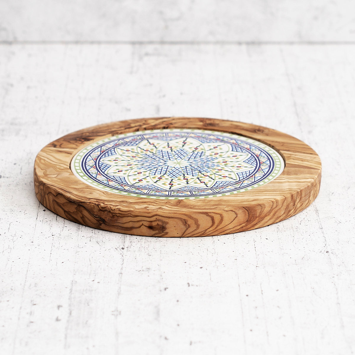 Sotto pentola in ceramica e legno di ulivo