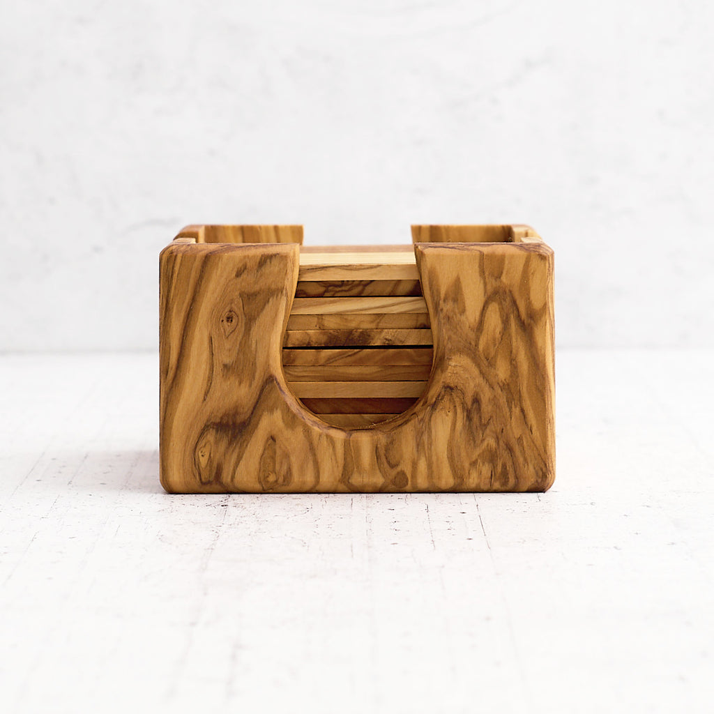 Set sottobicchieri "Italia" in legno di olivo