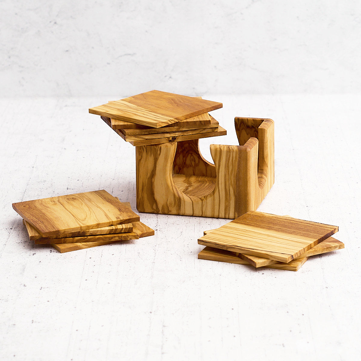 Set sottobicchieri "Italia" in legno di olivo