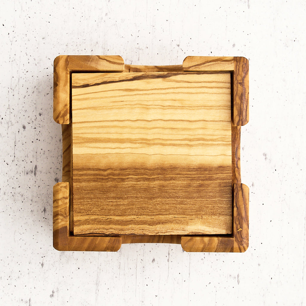 Set sottobicchieri "Italia" in legno di olivo