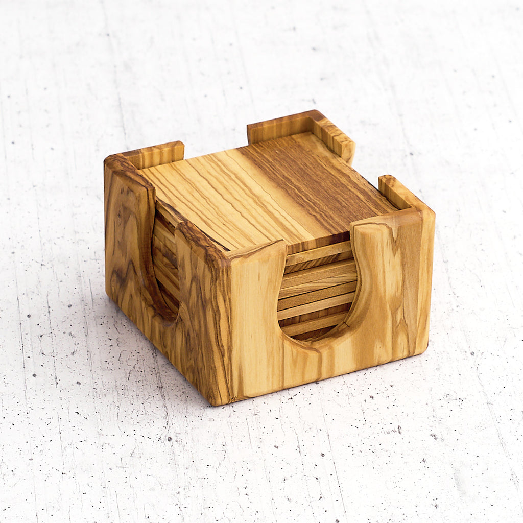Set sottobicchieri "Italia" in legno di olivo