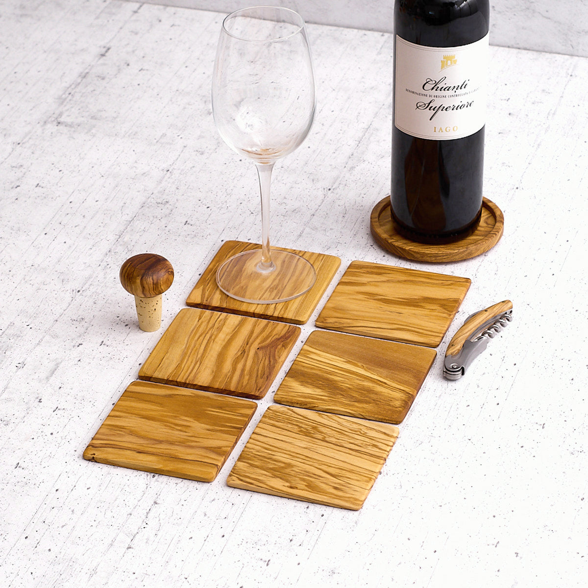 Set "Sagrantino" in legno di olivo
