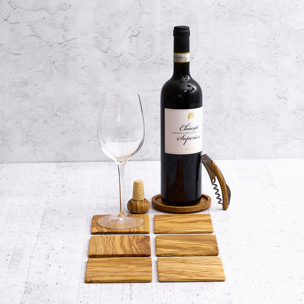 Set "Sagrantino" in legno di olivo