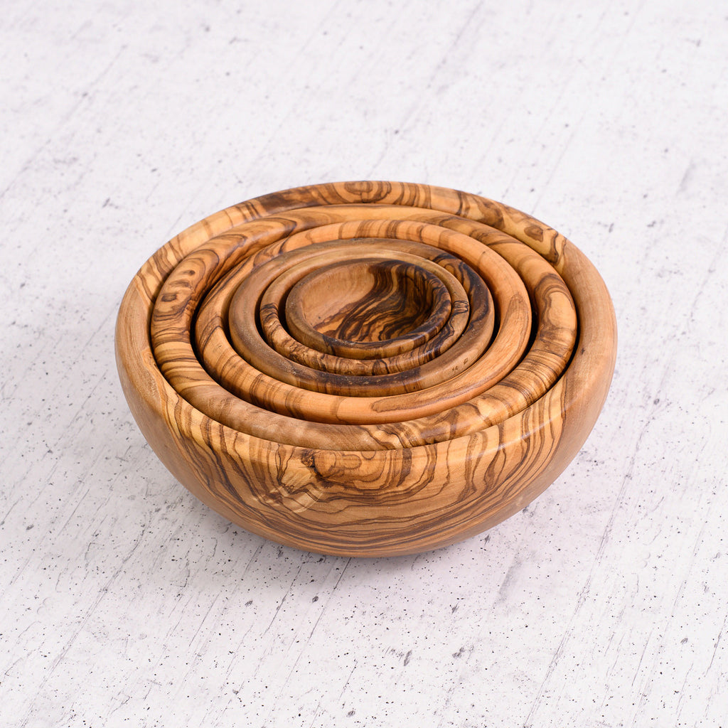 Set Ciotole Matrioska in Legno d’Ulivo Artigianale – 6 Pezzi