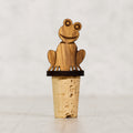 Olive wood and cork animal stoppers