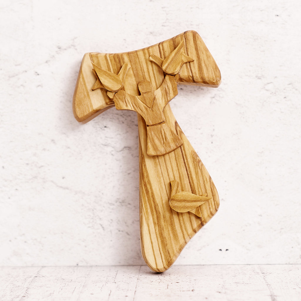 Tau Cantico delle Creature in legno di olivo