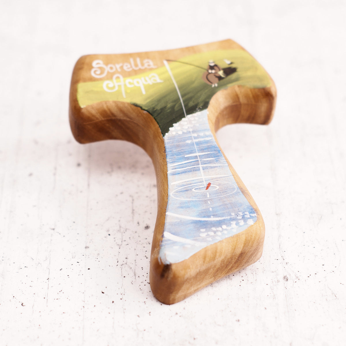 Tau Sorella acqua dipinto a mano su legno di olivo