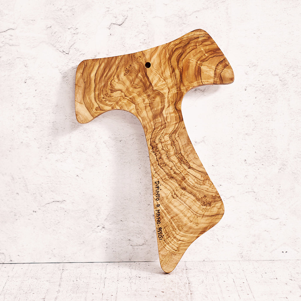 Tau del Cantico delle Creature dipinto a mano su legno di olivo