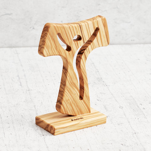 Tau Laudato sii in legno di olivo