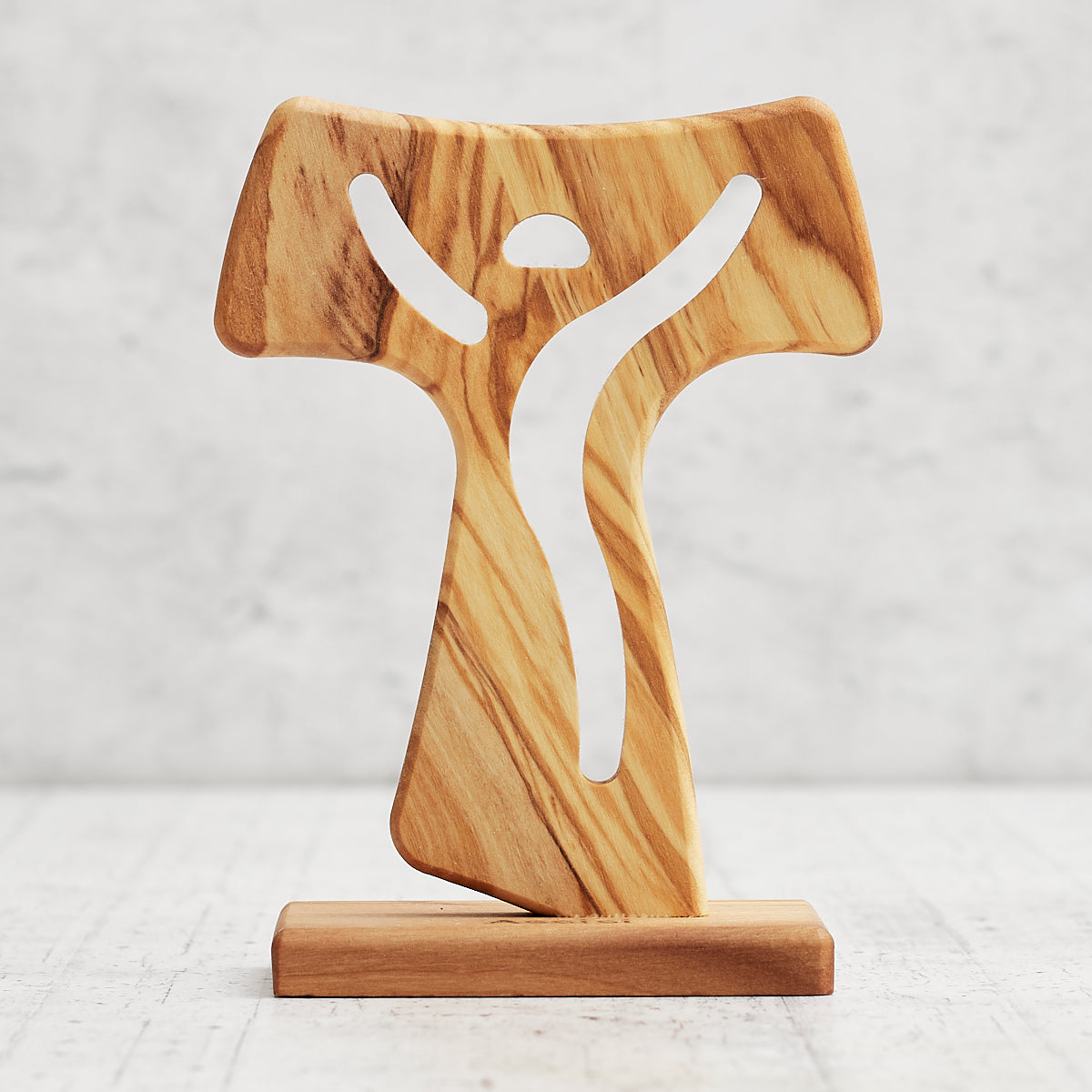 Tau Laudato sii in legno di olivo