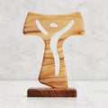 Tau Laudato sii in legno di olivo