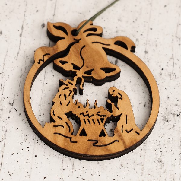 Christmas tree decoration in olive wood