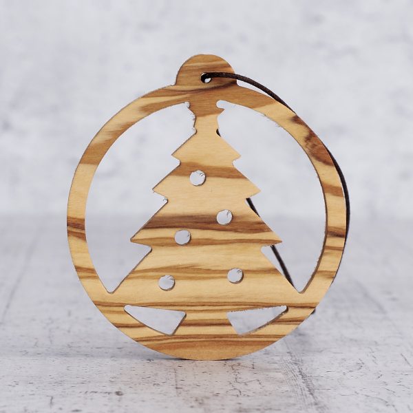 Christmas tree decoration in olive wood