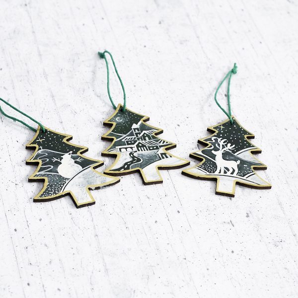 Christmas tree decoration in olive wood