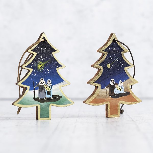 Christmas tree decoration in olive wood