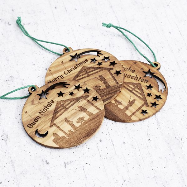 Christmas tree decoration in olive wood