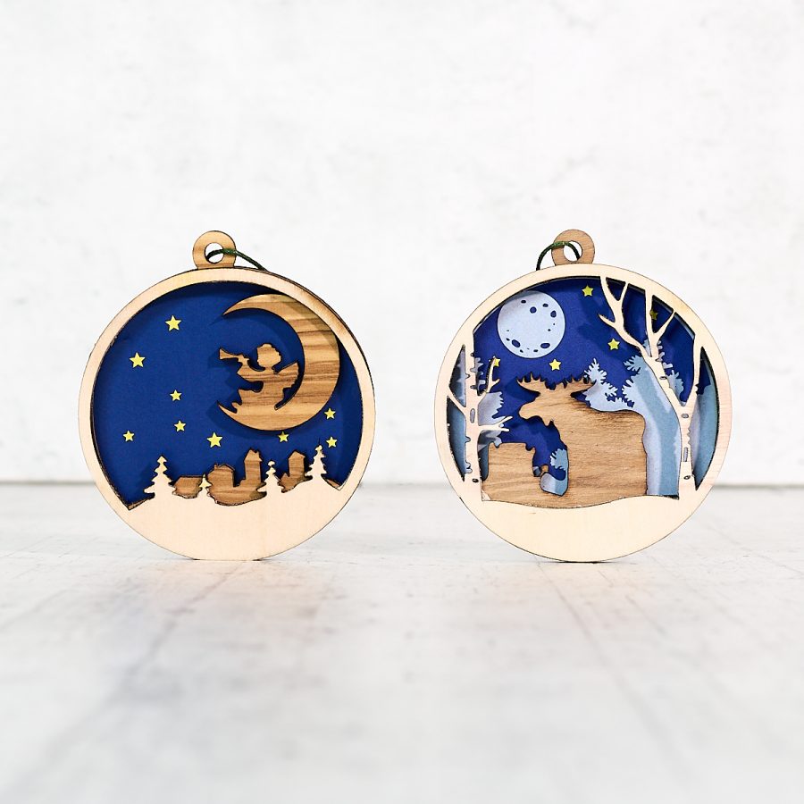 Christmas tree decoration in olive wood